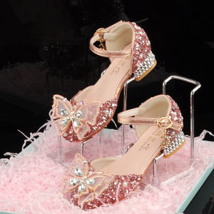 MENGBEIHUAN | High Heels Girls Shoes For Princess Style Sparkling White Match with Dress