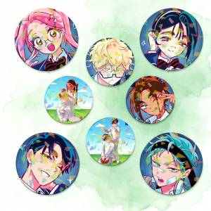 Mizi Sua Ivan Till Hyuna Luka Anime Alien Stage Round Badge Lapel Pins for Backpacks Briefcase Laser Brooch Clothes Gifts