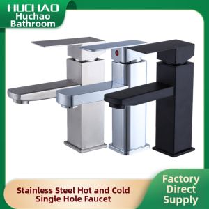 Black Stainless Steel Washbasin Square Single Hole