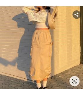 Rok Kargo Skirt Cargo Serut Samping Saku Kanan Kiri Premium