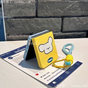 Cute Cartoon Dog Foldable Screen Phone Case for Xiaomi Mixflip2 Huawei PuraX Durable Skin-like Finish Female Style with Lanyard