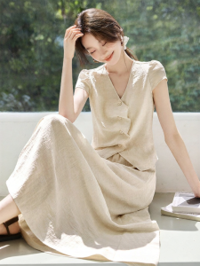 MOHANYIMEI | Blogger Style Linen Button Wrinkle Womens Suit