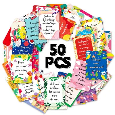 50pcs Uplifting Positive Affirmation Cards Mini Note Card for Lunch Box Colorful Motivational Cards with Inspirational Quotes