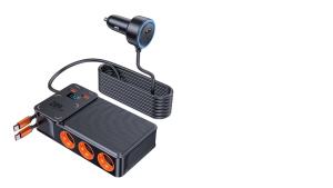 Bộ Chia Tẩu Thuốc Lá 11 Trong 1 Bộ Sạc Xe Hơi 289W 12V/24V Với PD/QC 3.0 3 Ổ Cắm DC Bộ Biến Tần Nguồn Điện Trên Ô Tô Màu Đen