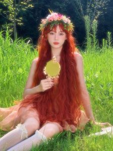 1 M Long Wig Female Curly Hair Lolita Full-Head Wig Style Orange Water Ripple Cos Photo Studio Mao Niang