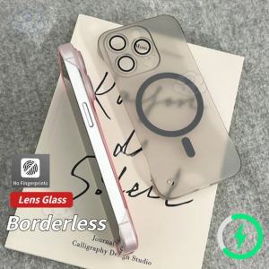 Matte Borderless Clear Wireless Charge Phone Case with Camera Glass for iPhone
