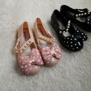 SEPATU ANAK POLKADOT & FLAT SHOES PANTOFEL PITA MONTE JELLY LENTUR SIZE 26-35