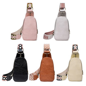 Mireille Fashion Women Messenger Bag Solid Color Leather Waist Packs Adjustable Strap Small Sling Backpack Boho for Outdoors Workout Traveling Casual Zipper