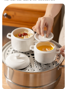 Slow Cooker Stewing out of Water For Home Double Cover Ceramic Birds Nest Dedicated 1 Person Small Crock Soup Stew Tureen Stew Pot 2 People