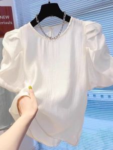 Elegant Thin Breathable Tencel Chiffon Short Sleeve Shirt