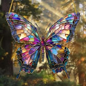 2D Flat Colored Acrylic Butterfly Light-Catching Device Flat Decora Sunlight Catcher Hanging Home Bedroom Party holiday decora