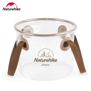 Naturehike 20L Có Thể Gập Lại Xô Tròn Di Động Ốp Bình Chứa Nước Cho BBQ Ngoài Trời Du Lịch Cắm Trại Nhựa PVC Trong Suốt Xô Bảo Quản