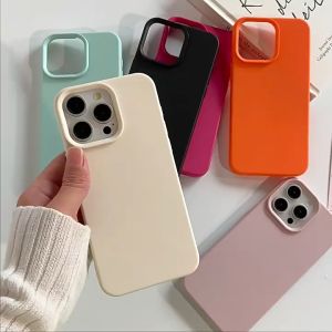 Silicone Printed Leather Shockproof Case For iPhone 11 15 13 14 12 16 17 Pro Max XR X XS Max 17Air Skin Feel Simple Solid Color Back Cover