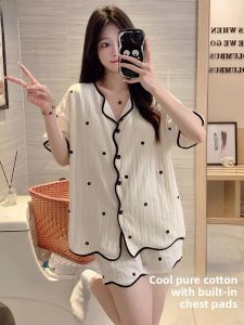 Miiow | Cat Woman Ice Silk Sleepwear Set Women Summer Thin Cool Sensation Short Sleeve Shorts Home Comfort Anti-Bulge Sweet Cute Style