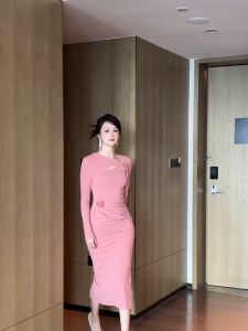 ZYHT EraVogue Váy nữ Váy hồng Váy bó sát Váy dài tay Váy bảo hộ lao động Váy Hiso Váy cổ điển Váy bảo hộ lao động Váy dự tiệc Váy dạ hội 11454