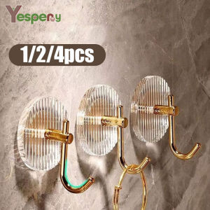 YESPERY 1/2/4Pcs Self-adhesive Wall Hooks Decorative Acrylic Metal Multi-Purpose Hooks Ins Luxury Key Bag Hat Towel Holders Punch-free Organizer