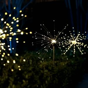 Supermax Christmas string lights 90 Leds Solar Powered Ground Plug Fireworks Light/Outdoor Waterproof Garden Lawn Christmas Inserted Dandelion Lamp /Outdoor