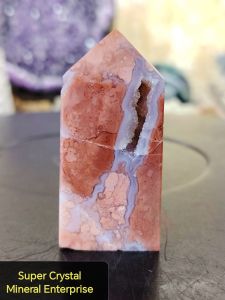 Natural Madagascar Top Grade Pink Sakura Blossom Agate Crystal Point PSP01 #Crystal Point