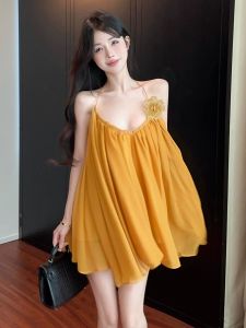 GUZILIAN | Summer New Fashion Pure Desire Style Beach Vacation Backless Neck Hanging Girl Vest Loose Fit Korean Version Casual Top