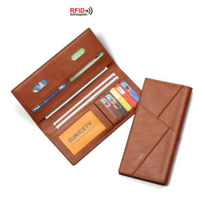 LEGILIMENS Ví Mềm Chống Trộm Đa Năng Cổ Điển Ví Nam Dài Gấp Hai Khâu Siêu Mỏng Ví Dài Da Mềm PU Nhẹ