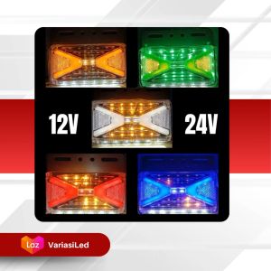 12 & 24 Volt Lampu LED Bak Samping Truk Fuso Tronton Universal - Variasi Reflektor V