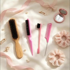4pcs/set Boar Bristle Hair Brush Multifunctional Hairdressing Beard Brush Bun & Smoothing Baby Hairs Flyaways Control Teasing