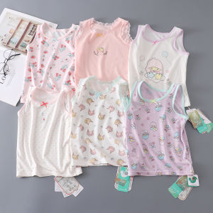 LoLo Squirrel Spring Summer Thin Modal Strap Vest Cartoon Print Baby Sleeveless Base Shirt Girls Ladylike Style round Neck