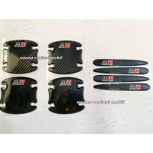 Stiker Cekungan Pintu Outer + Handle GR SPORT Carbon 8pcs anti gores kuku pintu mobil