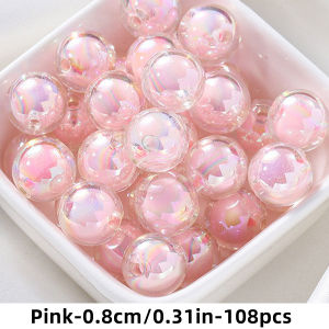 108/54pcs 8/10mm Pink Color Acrylic Beads Interval Beads. Loose Beads DIY Pearl in Pearl Hand Material Decoration Beads