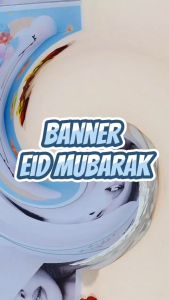 Banner Dekor Lebaran Eid Mubarak Elegan Mewah Tulisan Mengkilap Tali Emas + FREE Double Tape / Plafon Dekorasi Idul Fitri Kualitas Premium Terbaik Harga Termurah Bisa Grosir dan COD