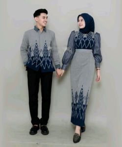 READY STOK - baju couple - tenun couple pasangan - gamis tenun - dress couple terbaru lebaran