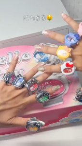 Specifie style,Hello Kitty Rainbow Dream Journey Series Ring Watch ,Cute Finger Watch Accessory Birthday Gift Design Ready Stock