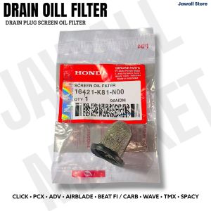 Honda Drain Plug Screen Oil Filter for Click PCX ADV BeatFi Carb AirBlade Wave TMX Spacy – Genuine AHM Part (16421-K81-N00) for Automatic Scooters