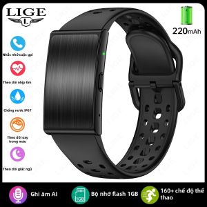 LIGE | Vòng Đeo Tay Thông Minh LIGE Với Bộ Nhớ 1GB Chức Năng Ghi Âm Cuộc Họp Bằng AI Theo Dõi Sức Khỏe Thời Gian Thực Đồng Hồ Thể Thao Dành Cho Nam Ghi Âm Một Chạm