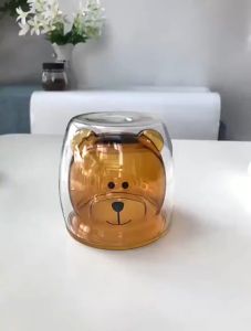 Cốc Thuỷ Tinh Cách Nhiệt 2 Lớp Hình Gấu Dễ Thương Trùm Sỉ Gia Thành