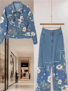 LIANGYILAILIN | Casual Professional Fashion Slim Denim Wide Leg Pants Set Women