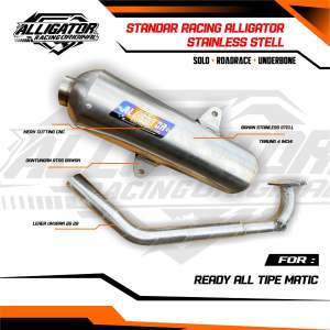 Knalpot Standar racing original alligator Stainless Nmax Aerox Beat Vario Mio Scoopy Genio dll