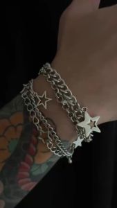 Ingemark | Ingemark 4 Pcs/Set Vintage Hollow Pentagram Pendant Bracelet Men Trend Punk Metal Adjustable Aesthetics Bracelets Couple Jewelry