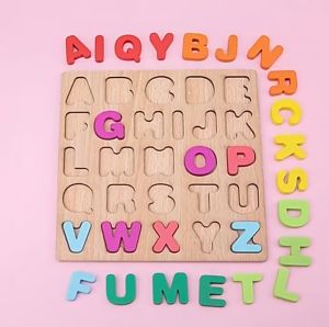Mainan Kayu Edukasi Anak Medium Chunky Puzzle huruf besar  Puzzle 3D chunky Timbul Kayu size 20x20cm