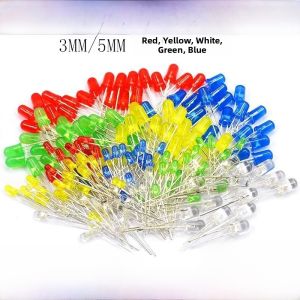 5mm LED Light Beads Emitting Diode F3 F5 Red Green Yellow Blue White Straight Insert Bulb Components Pack Multiple