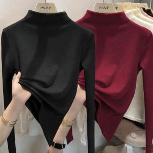 Lieoyuarn | Thick Warmth Half-High Collar Long Sleeve Tunic for Autumn Winter