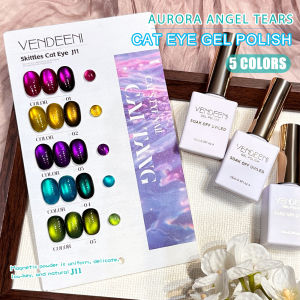 Vendeeni 5 Color/Set Aurora Blue Tears Cat Eye Gel Nail Polish Magnetic UV Soak Off Gel Varnish Crystal Cat Eye Gel With Display