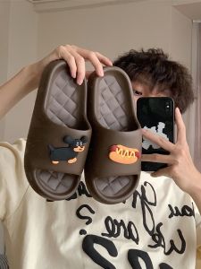 Thin Strip Mens Fashion Casual Outwear Cartoon Slippers Female Summer Fun Dog Couple Indoor Slippers