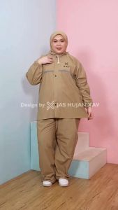 Jas Hujan XAV Setelan Jaket Celana Jumbo Pria Wanita Anti Rembes Bahan PVC Super Besar 3XL dan 4XL