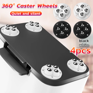 Seeko 4pcs Caster Wheels 360° Rotation Self Adhesive Universal Pulley for Small Furniture Storage Bins