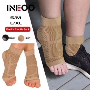INEOO 1Pair Compression Foot Sleeves Ankle Compression Socks for Foot and Heel Pain Relief for Everyday Use with Arch Support Men and Women