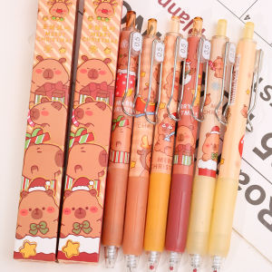 Kapibara Theme Blind Box Pen Christmas Cute Cartoon Gel Pen Primary School Student Writing Push Pen Blind Box Lottery
