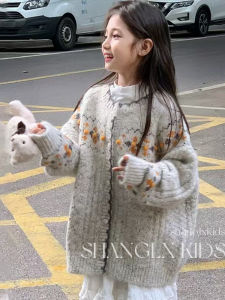 Áo Len Cardigan Thời Trang Cho Bé Gái Mùa Xuân Thu Phong Cách Hàn Quốc Áo Khoác Ngoài Trẻ Em Áo Len Trẻ Em Ấm Áp Thoải Mái