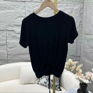 Small Shirt Drawstring Hollow out Strap Short Sleeve T-Shirt Womens Summer New Arrival Special-Interest Design Midriff Outfit Short Bottoming Shirt Tops
