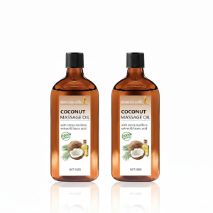 Coconut Massage Oil. Non-Greasy Hydration. Natural Cocos Nucifera Extract. Lauric Acid Moisturizer. Nourishing Fast Absorption.